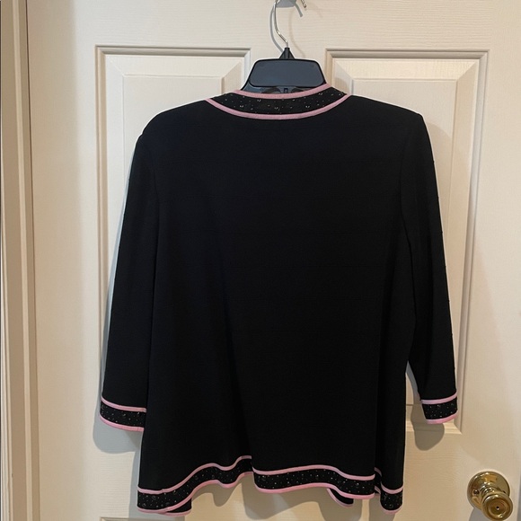 Two-Piece Dressy Black and Pink Women's Cardigan Set - Picture 4 of 4